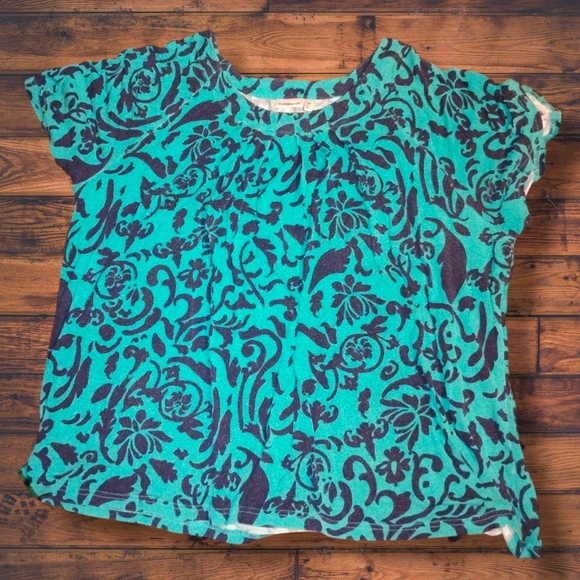Croft & Barrow Turquoise and Dark Blue Patterned Blouse 3X - Picture 1 of 3